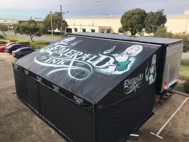 Display trailer awning by DMP Awnings