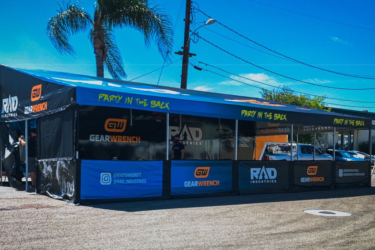 Custom display trailer awning DMP built for GEARWRENCH and RAD Industries