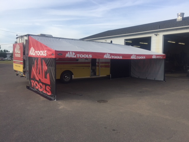 Hospitality trailer awning built by DMP Awnings