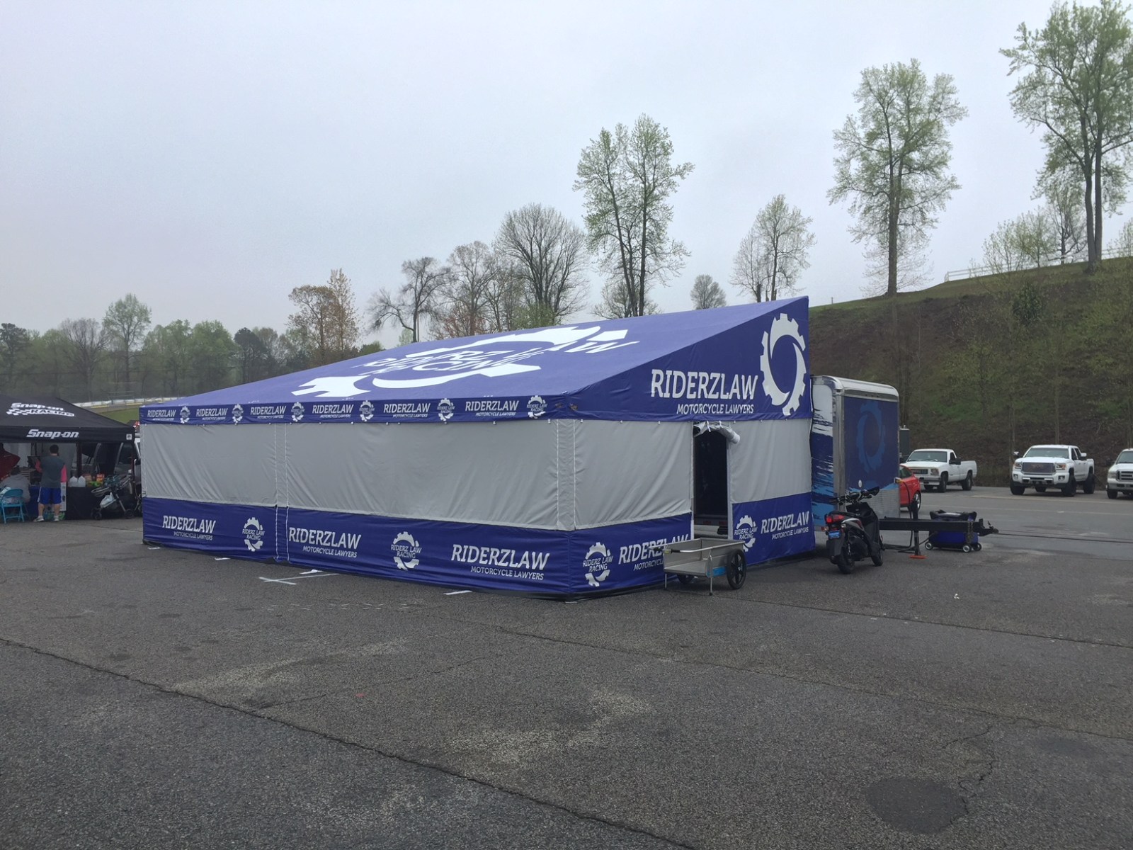 DMP race awning deployed at the track